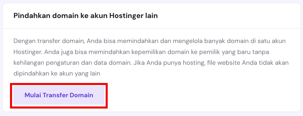 Tombol memulai pemindahan domain