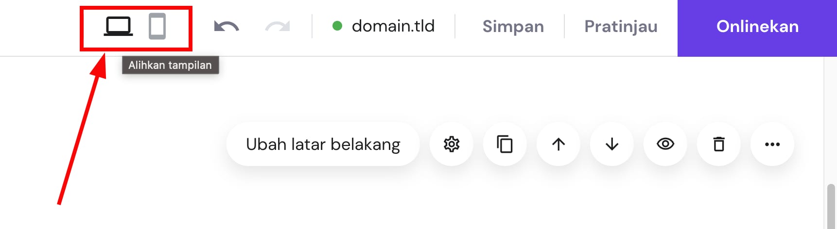 Mengaktifkan mode desktop/mobile