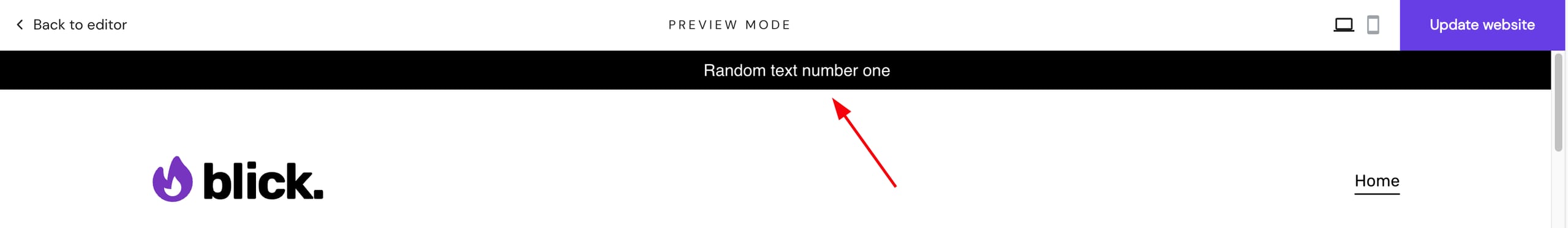 A banner with static text at the bottom of a website