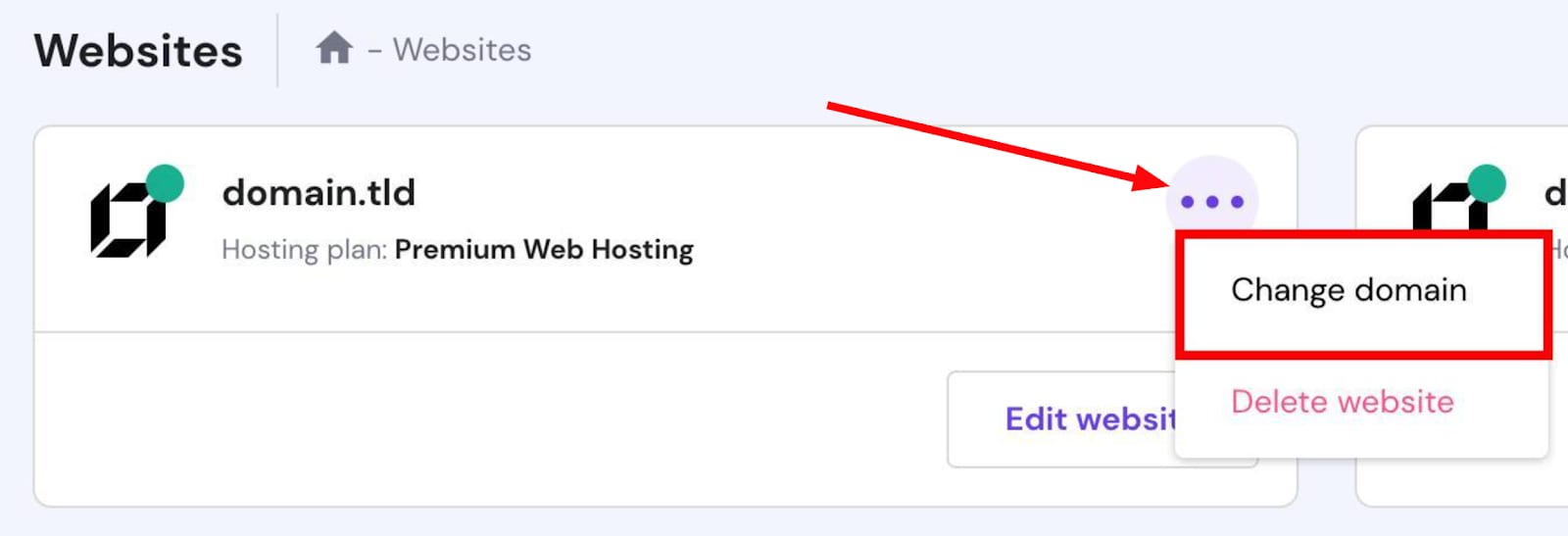 Changing a domain of a website created with Hostinger Website Builder