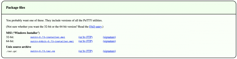 mendownload putty dari website resminya