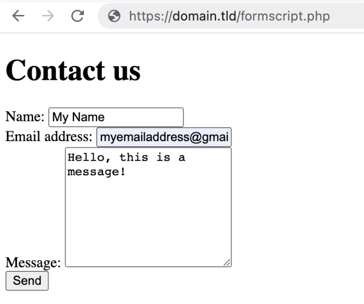 contoh form contact us yang dibuat menggunakan PHP dan HTML