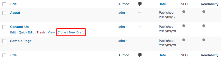 Halaman Salinan WordPress dan Buat Draft Baru