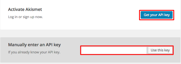 Masukkan API key agar Akismet WordPress bisa digunakan