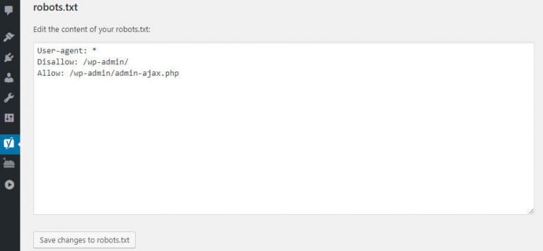 Opsi Save changes to robots.txt