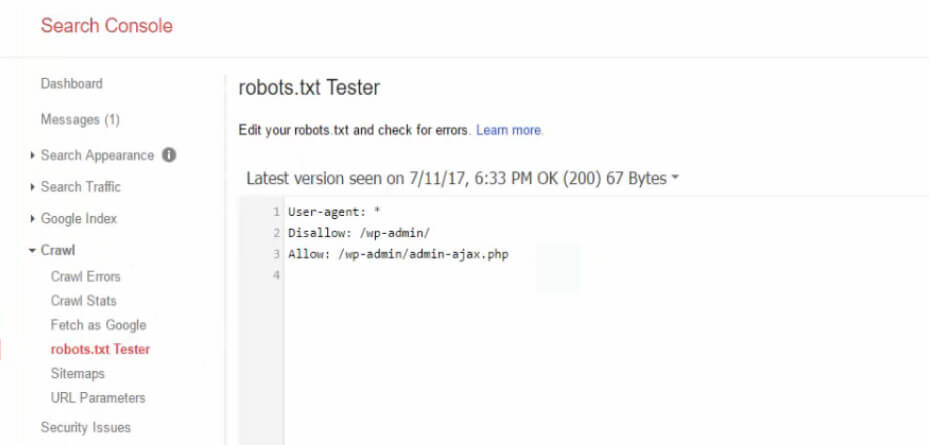 Tester search console