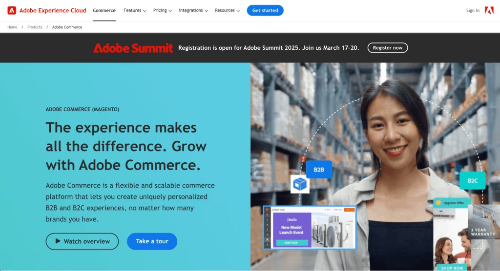 homepage cms adobe commerce