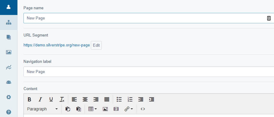 Dashboard SilverStripe