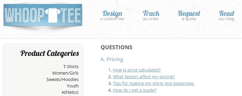 Contoh halaman FAQ di website bisnis