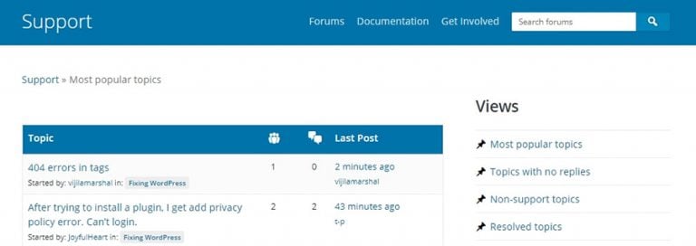 Contoh forum WordPress