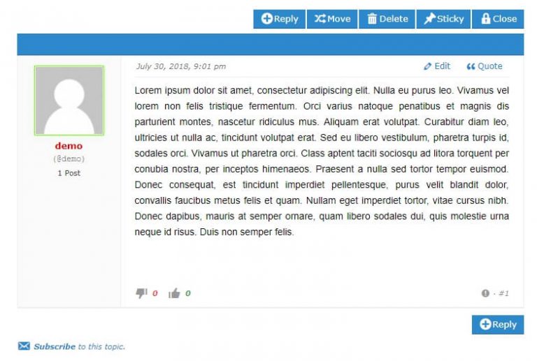 Tampilan topik yang dibuat