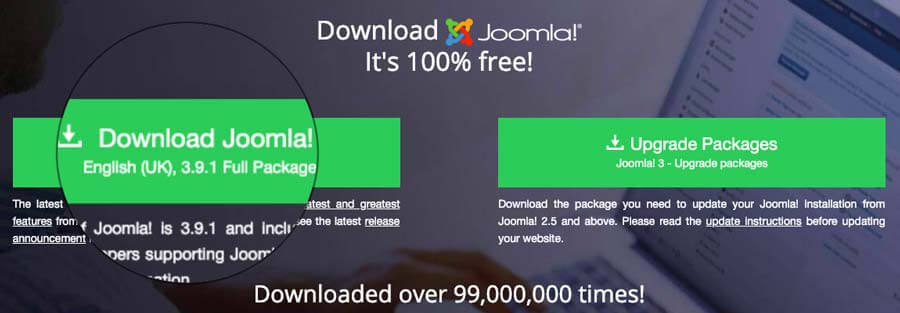 Cara menginstall Joomla: download Joomla