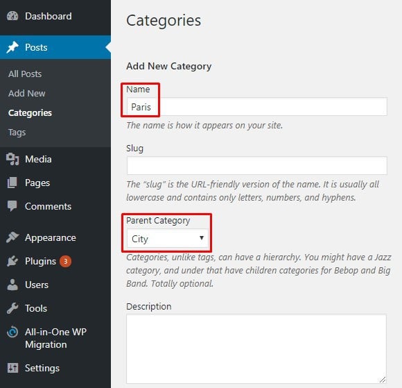 cara menambah categories taksonomi wordpress