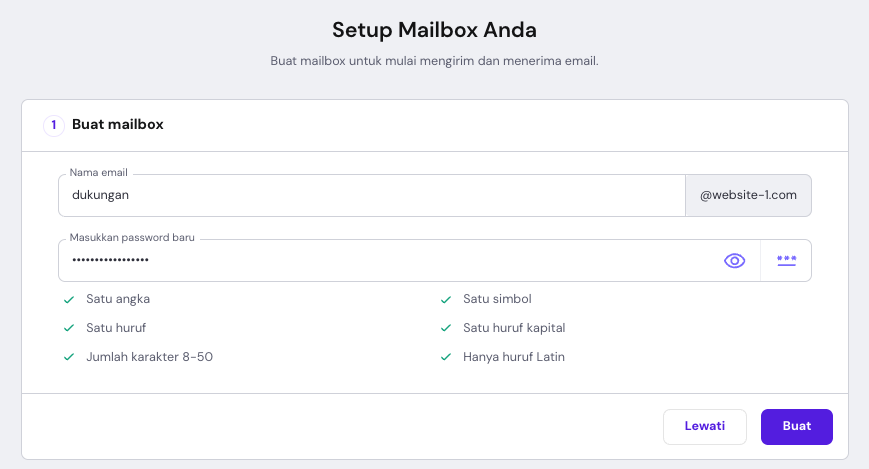 Proses penyiapan mailbox dengan layanan email Hostinger