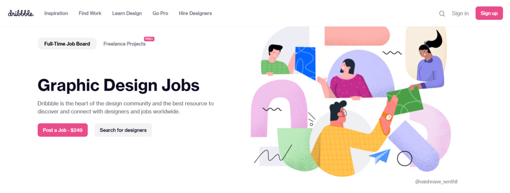 homepage Dribbble