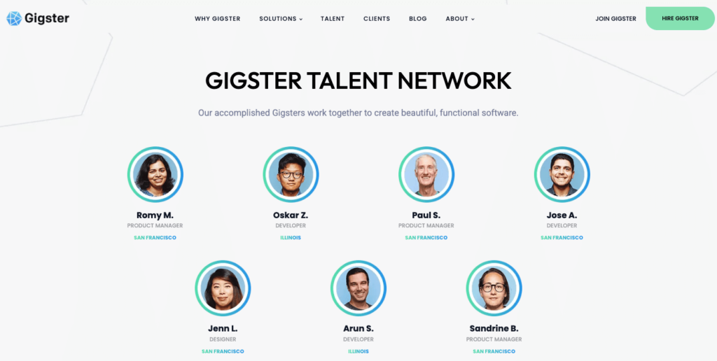 homepage website freelance gigster