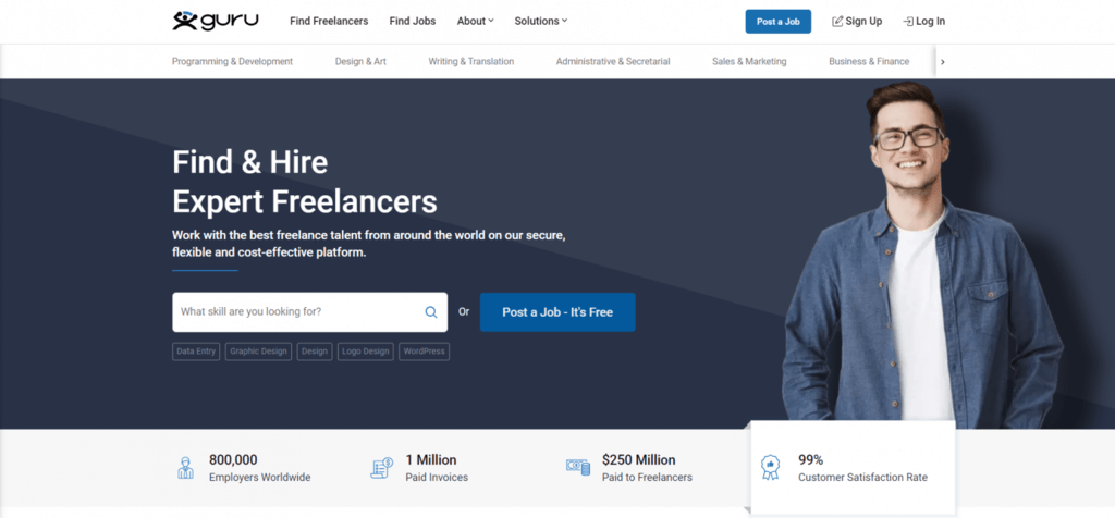 homepage platform freelancer guru