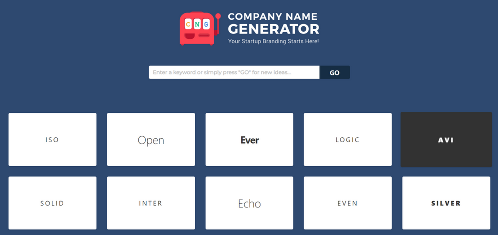 landing page company name generator