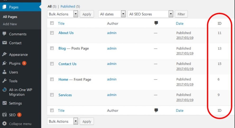 ID yang nampak pada plugin