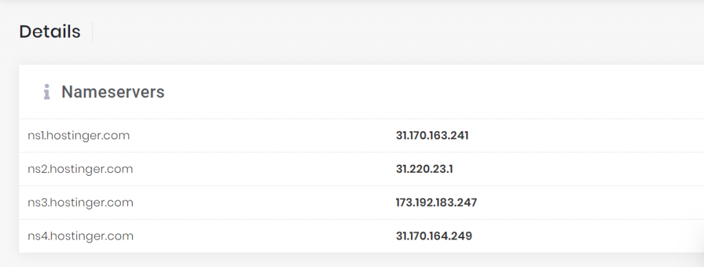 informain detail domain nameserver