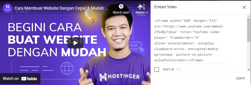 Embed video dengan iFrame