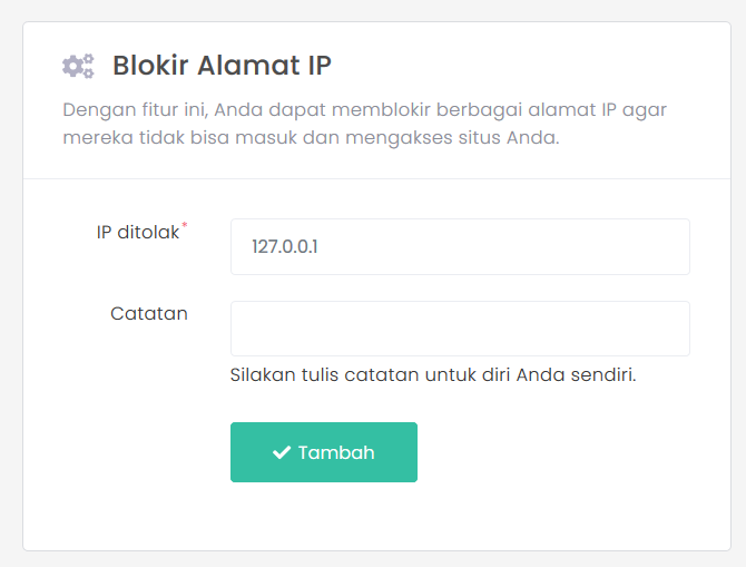 masukkan alamat ip untuk block ip