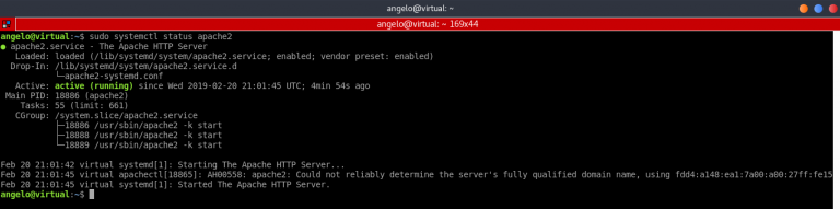 Install Laravel di Ubuntu - Cek status Apache