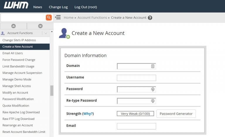 Buat akun cPanel Web Host Manager yang baru