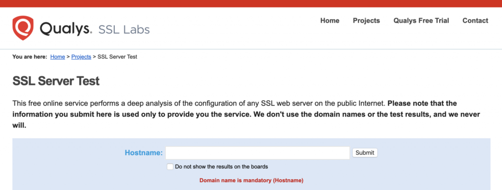Qualys SSL Server Test