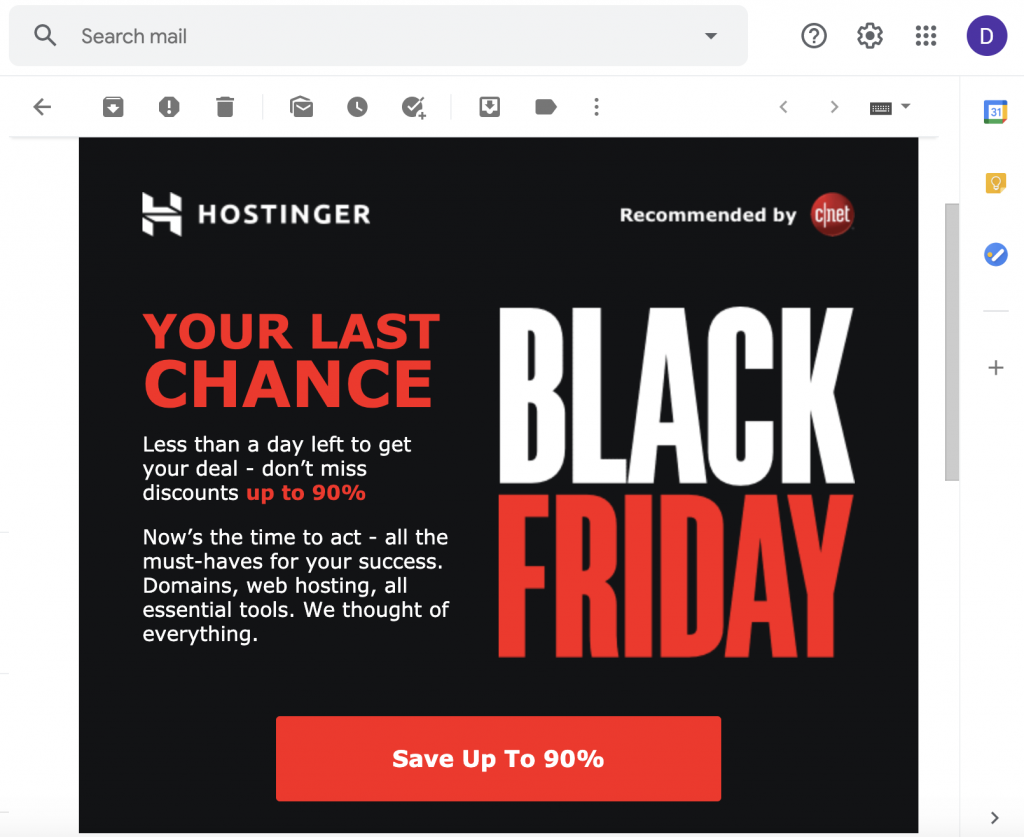 Contoh Black Friday Hostinger 2019