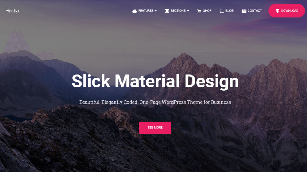 tampilan tema hestia