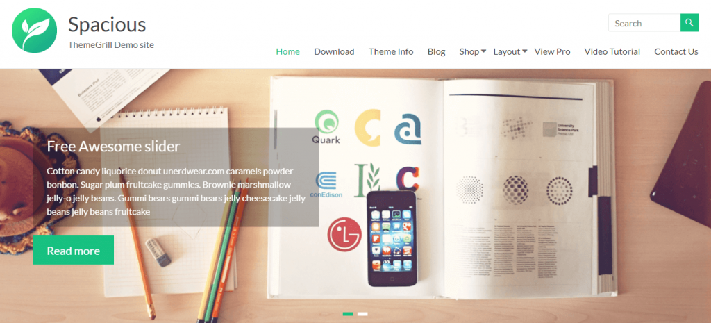 tampilan tema spacious