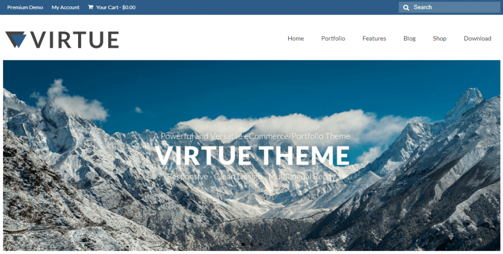 tampilan tema virtue