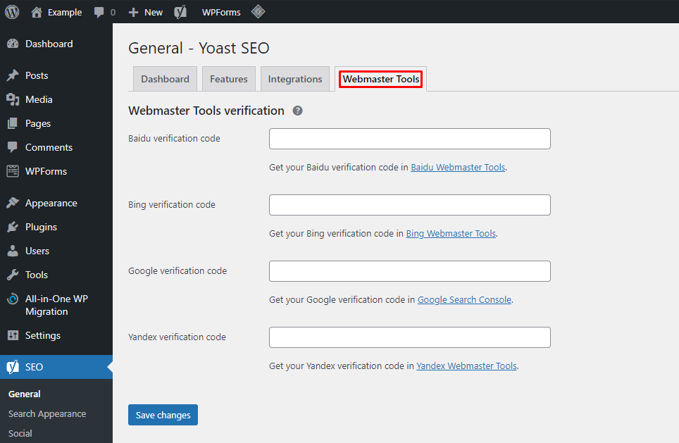webmaster tools yoast seo