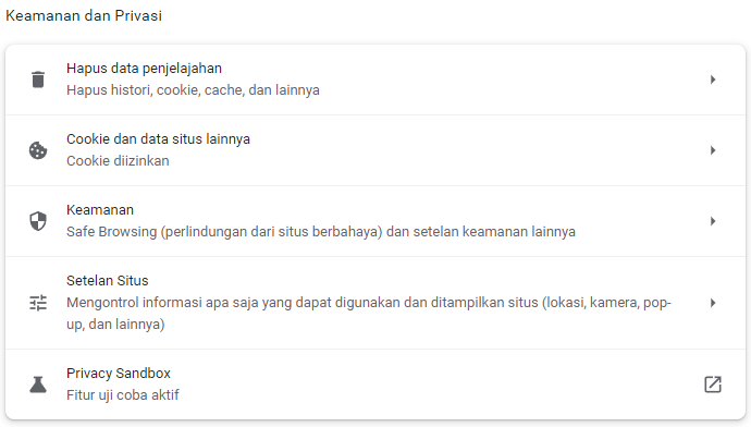 keamanan dan privasi google chrome