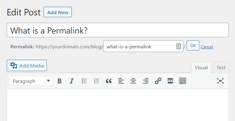 permalink di classic editor