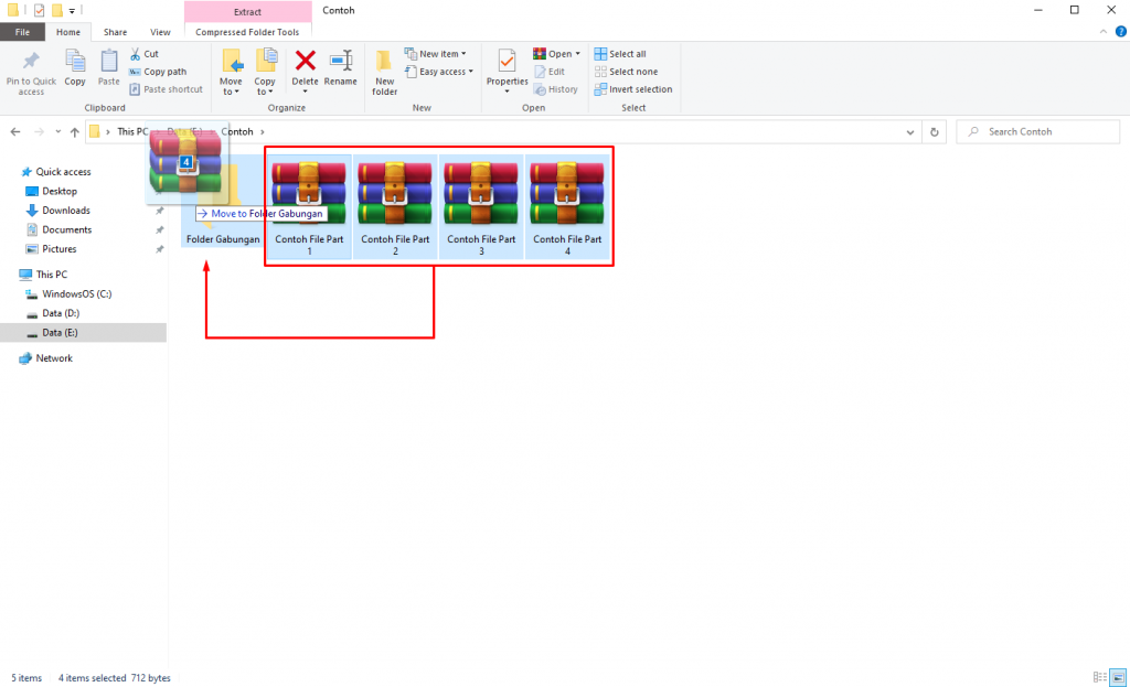 cara ekstrak file part agar menjadi 1 folder