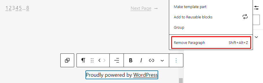 blok remove paragraph