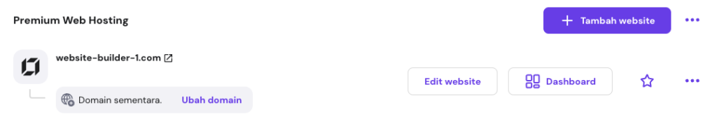 tampilan daftar website builder di hpanel