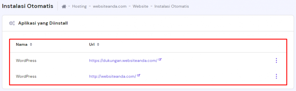 contoh sub domain di hpanel