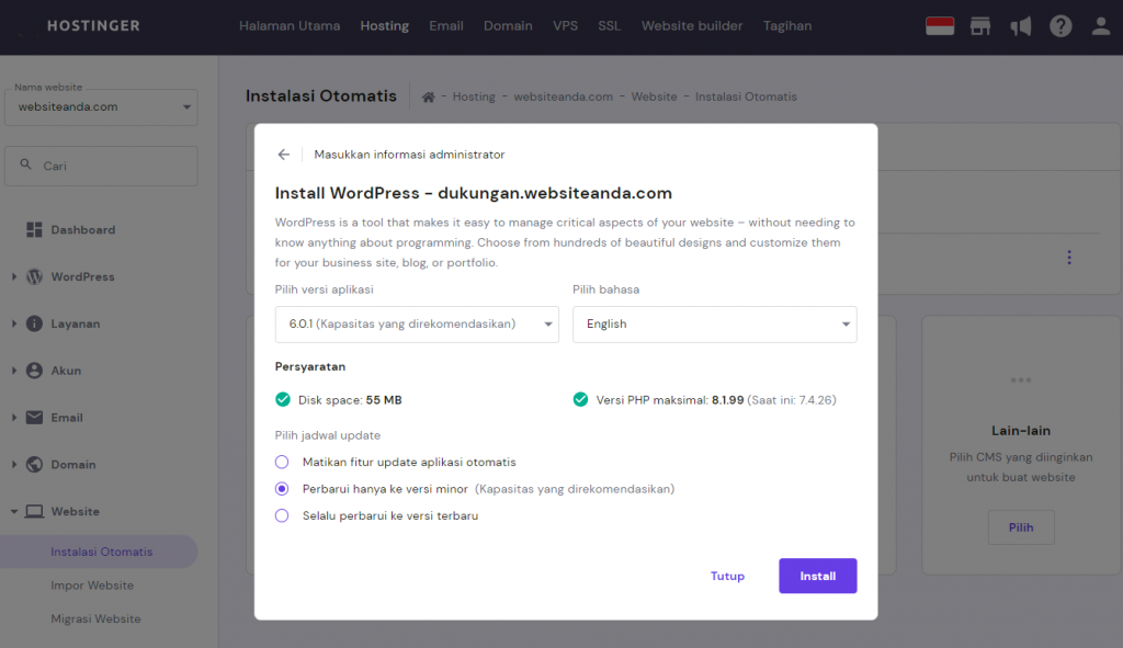 membuat sub domain di hPanel