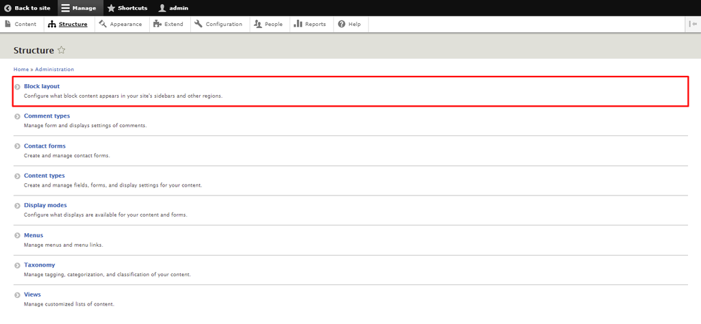 Block layout pada Drupal