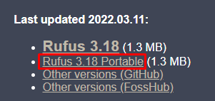 halaman download rufus portable