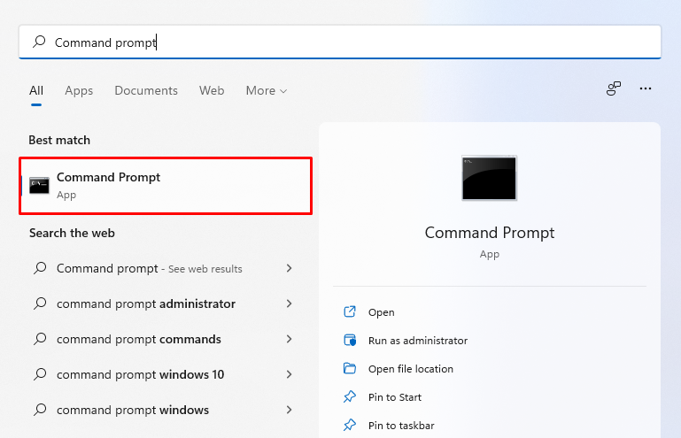 mencari command prompt