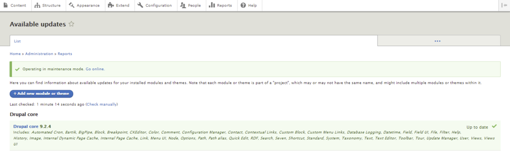Tidak ada update Drupal