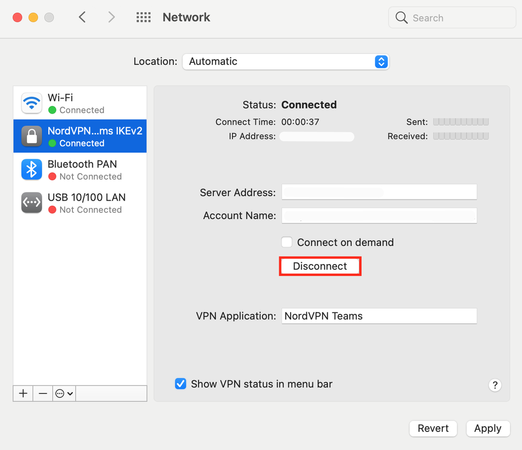 putus koneksi vpn di macos