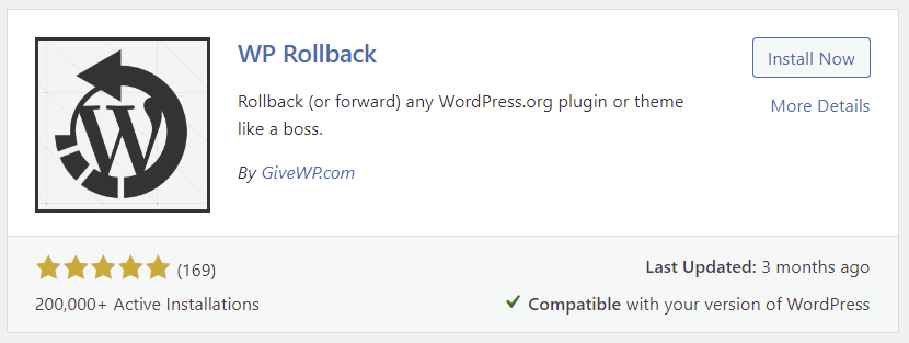 banner plugin wp rollback di direkotri plugin