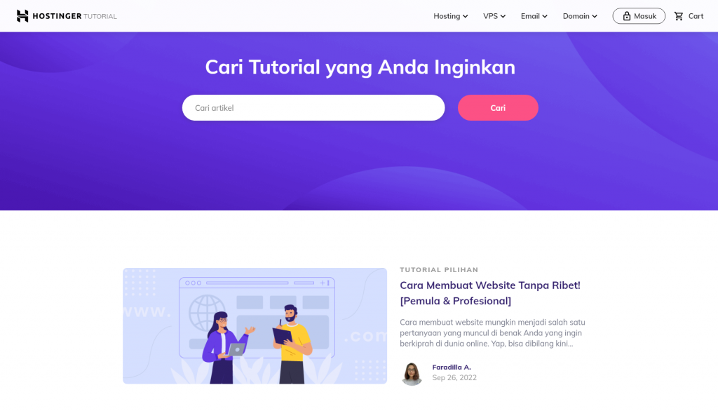 Halaman depan Hostinger Tutorial