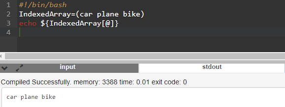 skrip bash untuk cetak dan print array indeks