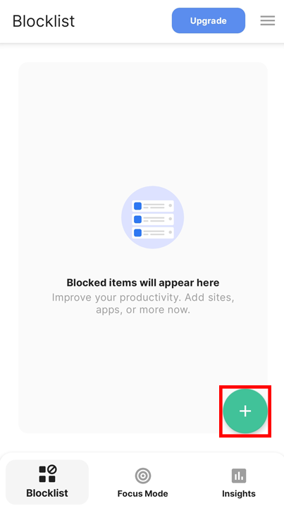 halaman beranda BlockSite mobile